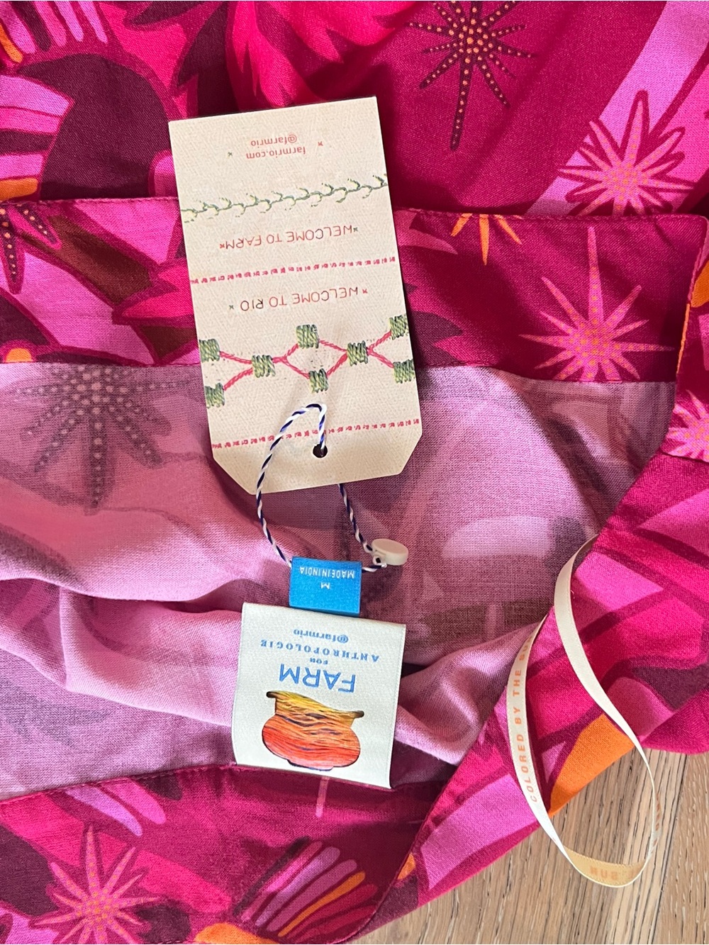 FARM Rio Magenta Tropical Tiered Maxi Skirt with Orange Accents - Picture 4 of 4